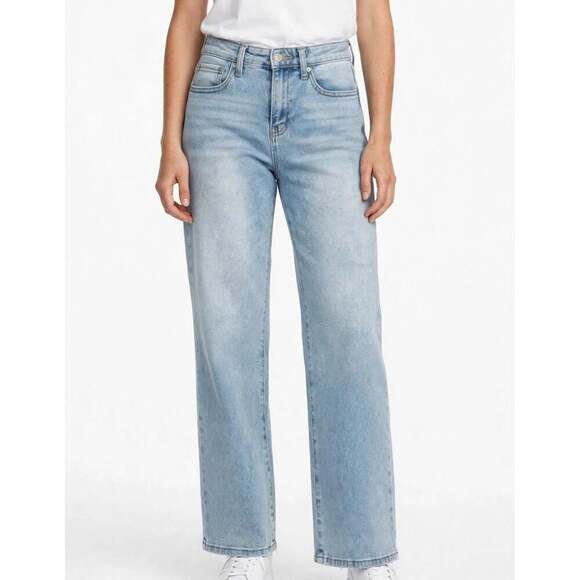 Project Indigo Denim - Light Wash Wide Leg Jeans Straight Baggy Clean No Distressing - Size M / 28